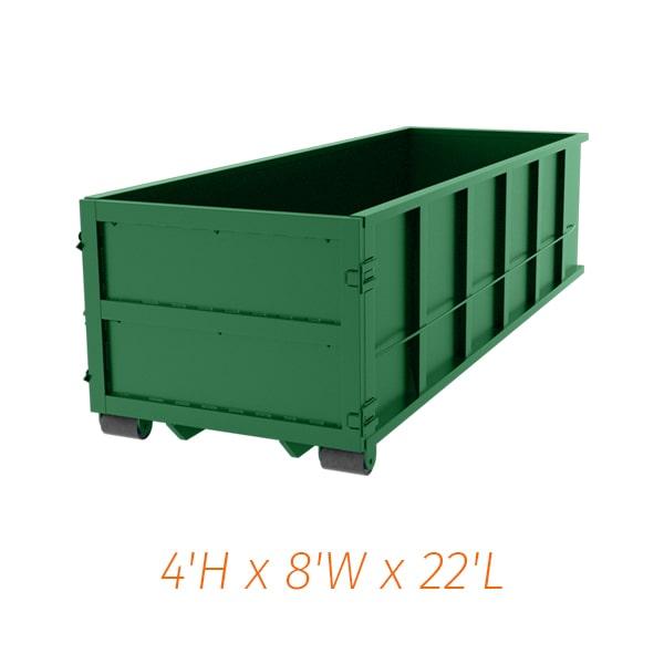 our 20 yard dumpsters have a weight limit of approximately 10,000 pounds, or 5 tons